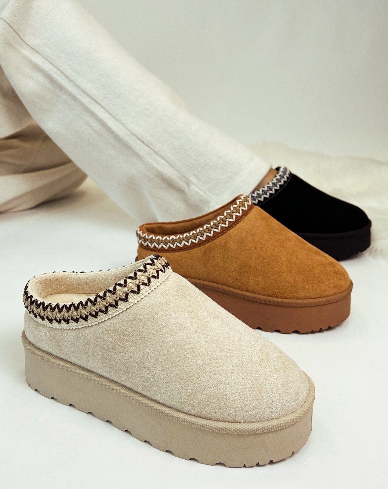 Sherpa Lined Faux Suede Clogs
