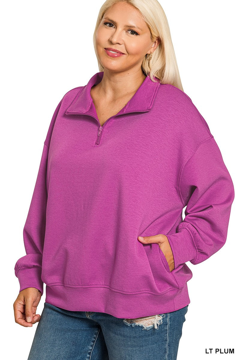 Plus Size Purple Quarter Zip