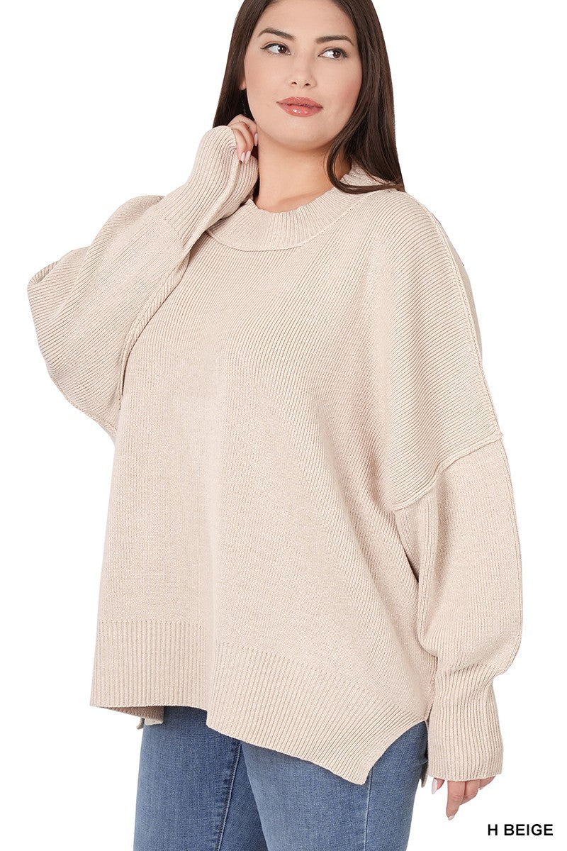 Plus Tan Oversized Sweater