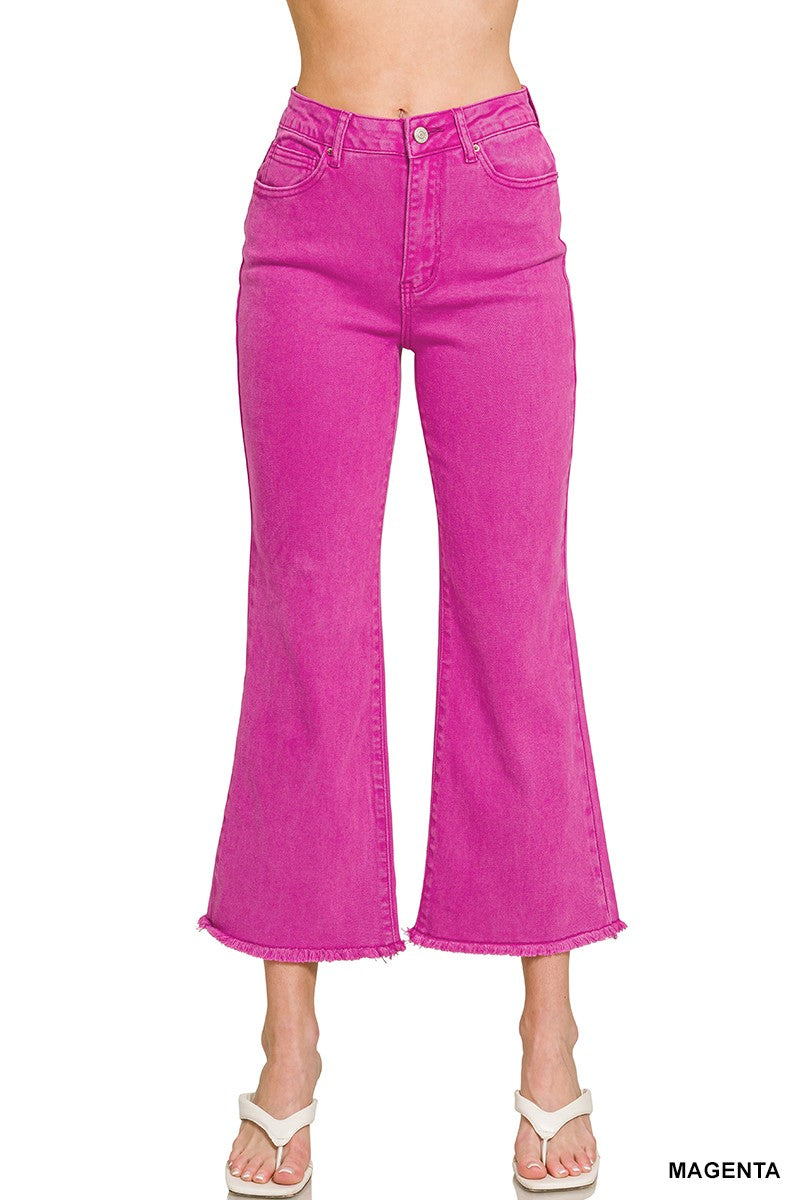 Magenta Acid Washed Bootcut Pants