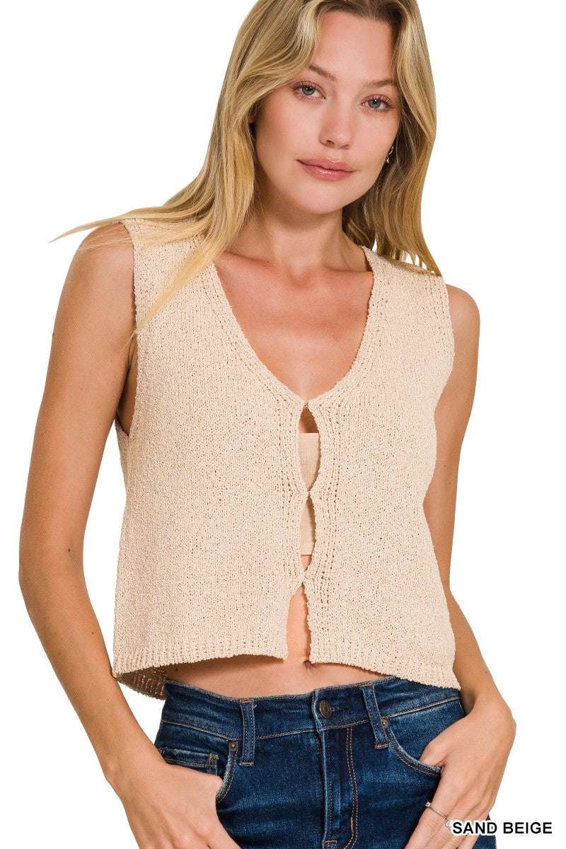 Beige Knit Sweater Vest