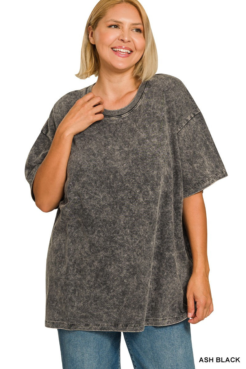 Black Acid Wash Boyfriend Tee