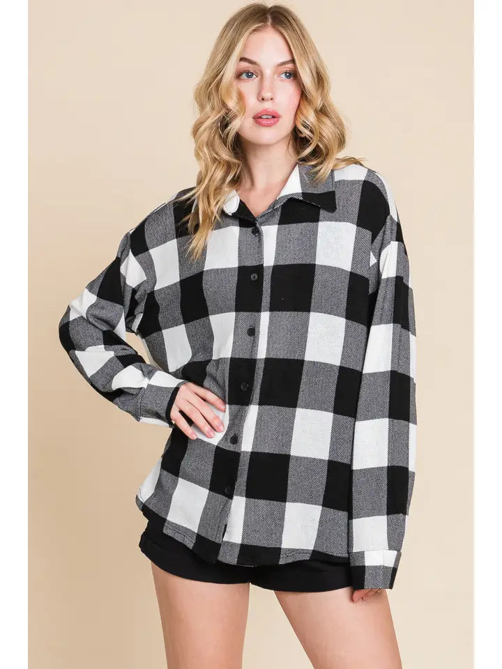 Plus Size Plaid Button Up