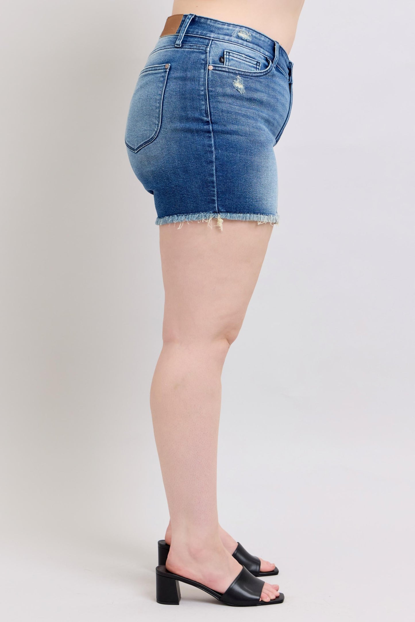 Plus Judy Blue High Waisted V-front Shorts with Shield Pockets