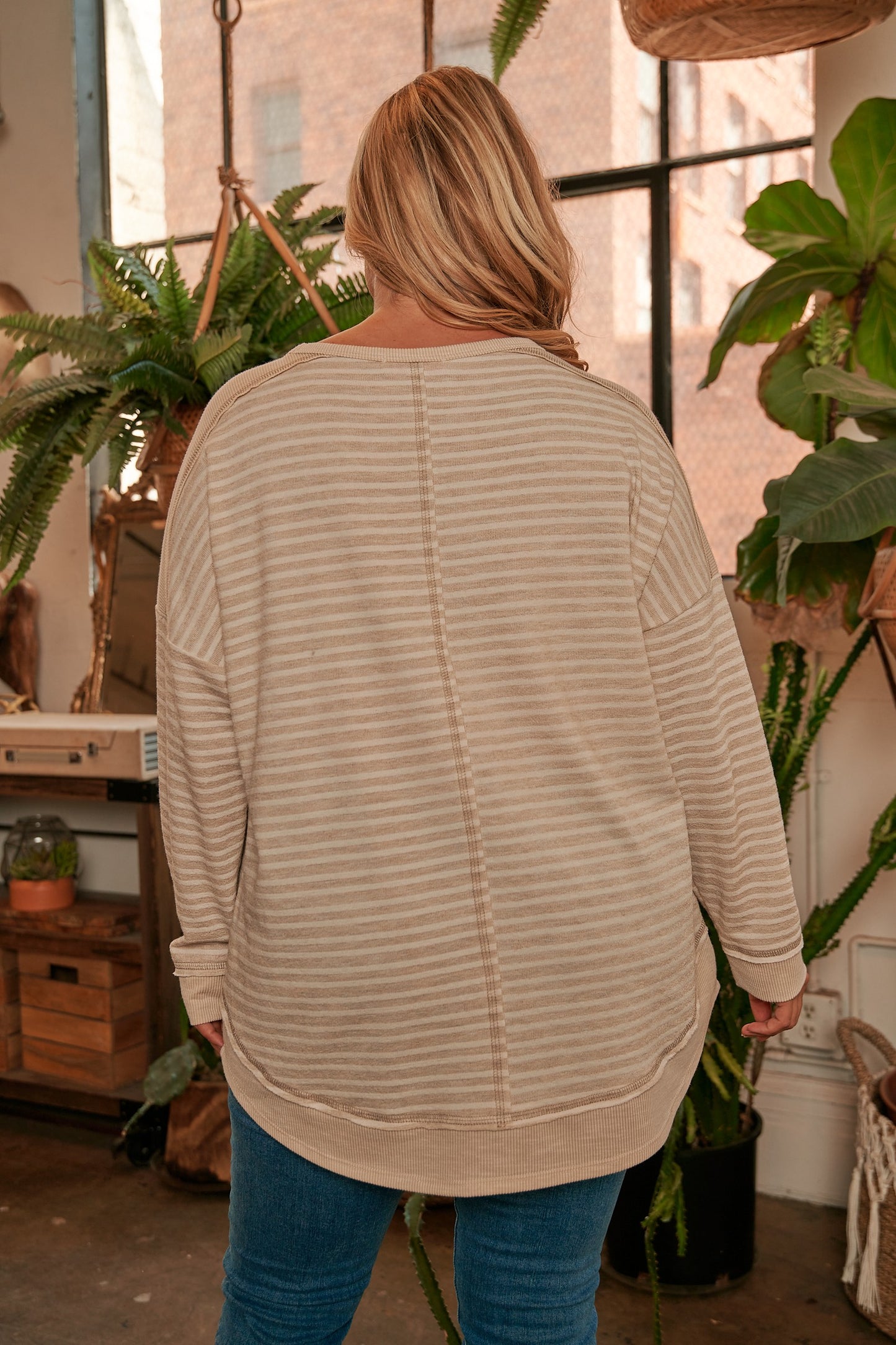Tan Striped Long Sleeve
