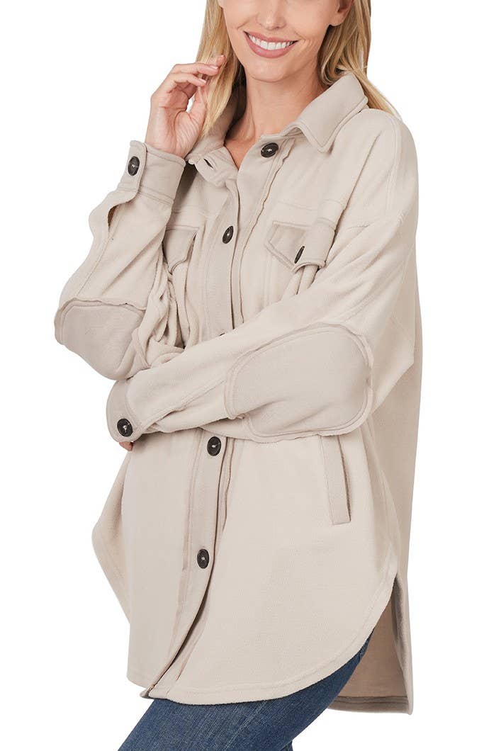 Cream Oversized Fleece Shacket