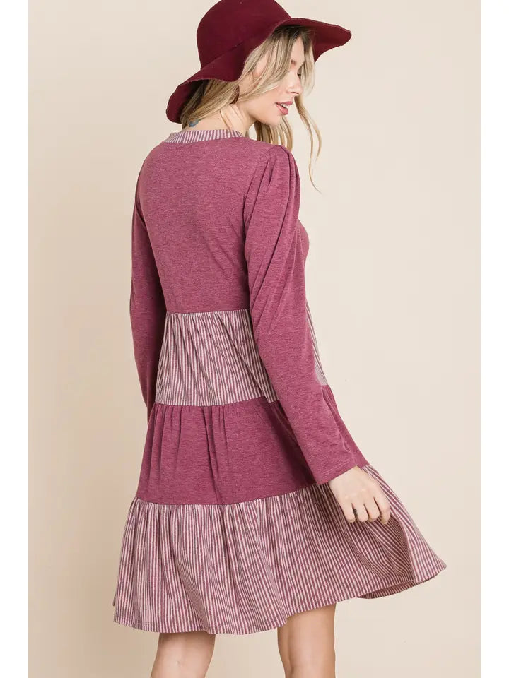 Plus Size Burgandy Knee Dress