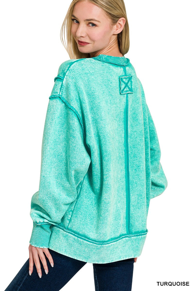Turquoise Exposed-seam Crewneck