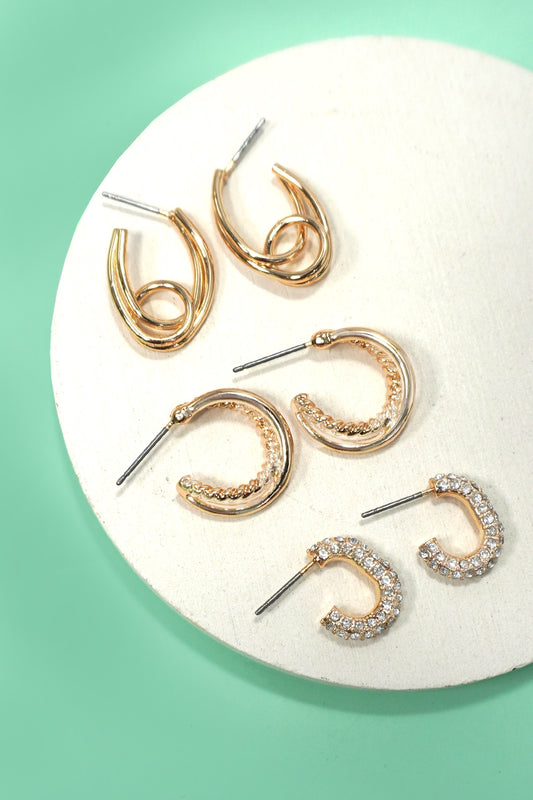 Rhinestone Hoop Earring Set