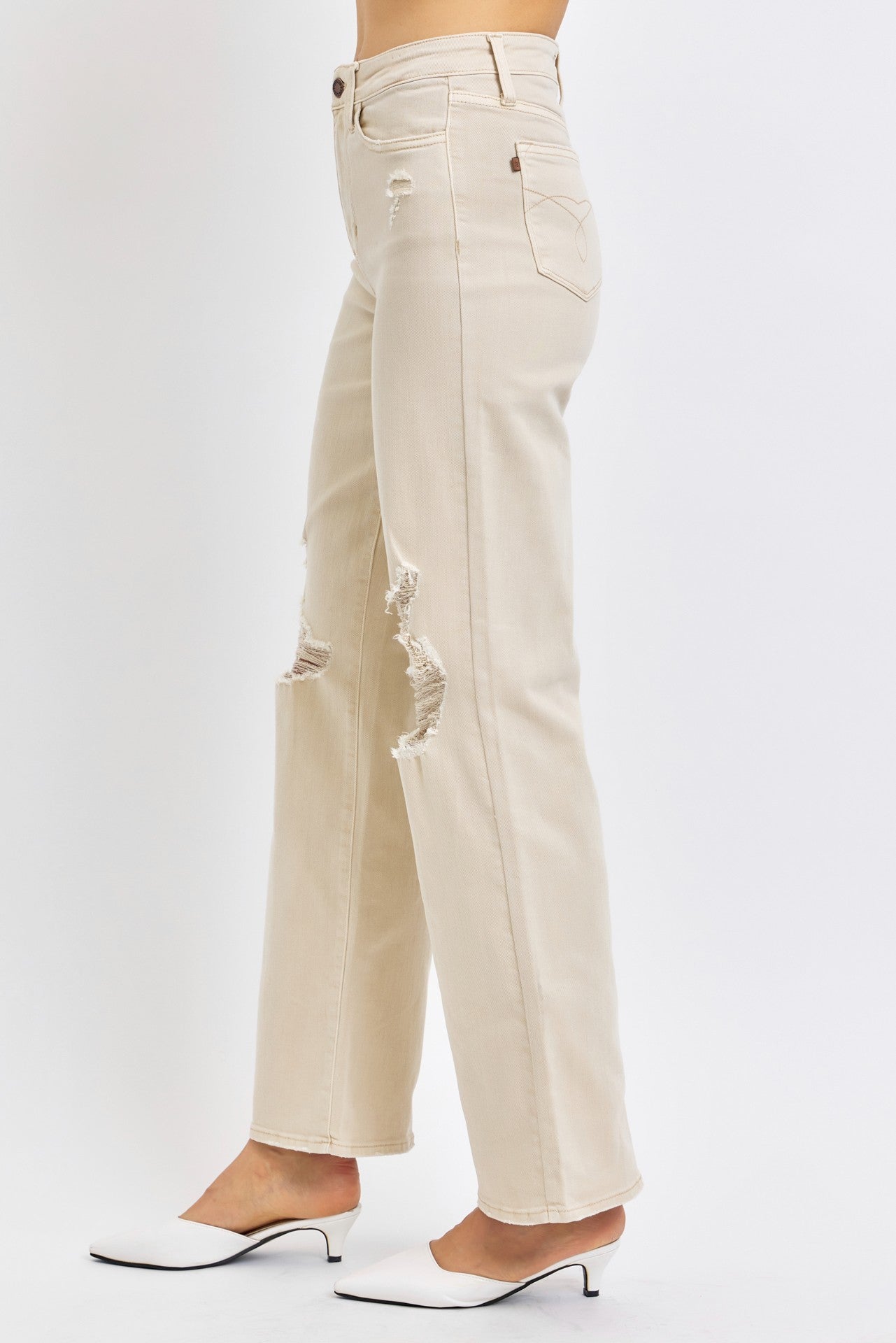 Distressed Knee 90's Straight Leg Jeans