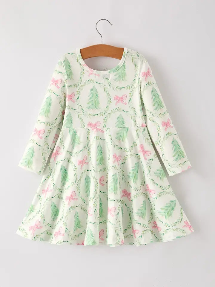 Christmas Tree & Wreath Girls Dress