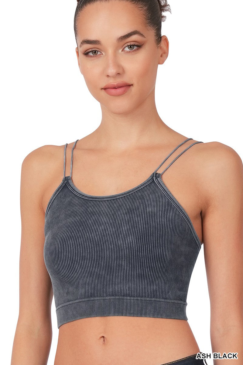 Ribbed Seamless Double Strap Crop Top