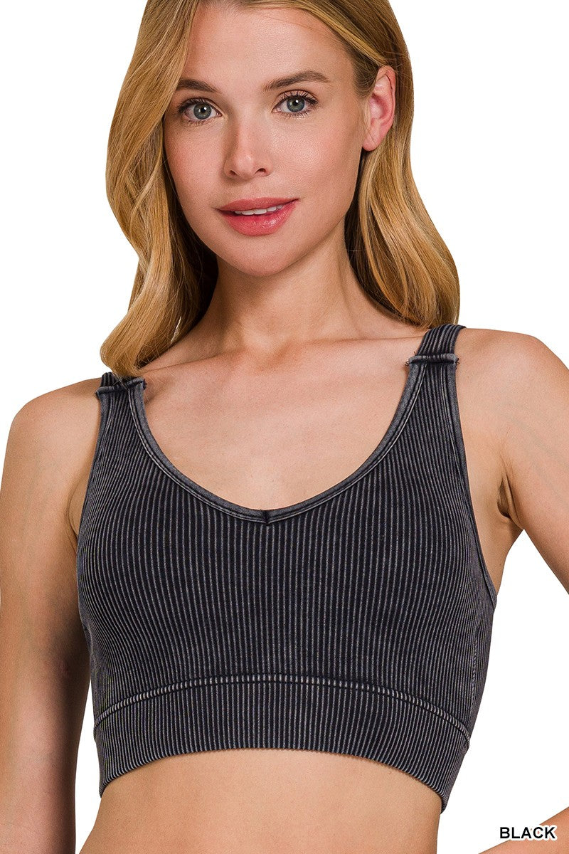 Washed Seamless Padded Crop Top