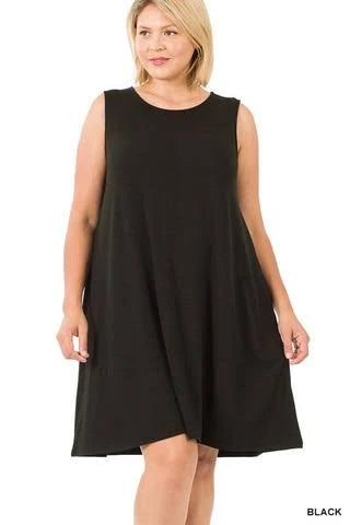 Plus Size Flared Dress With Pockets (Available in 2 Colors)