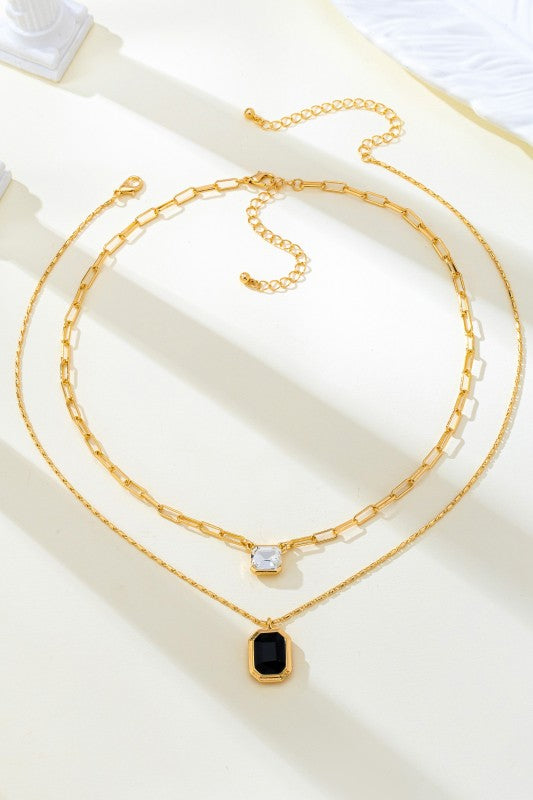 Layered Double Gemstone Necklace