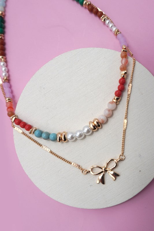 Beaded Double Layer Necklace