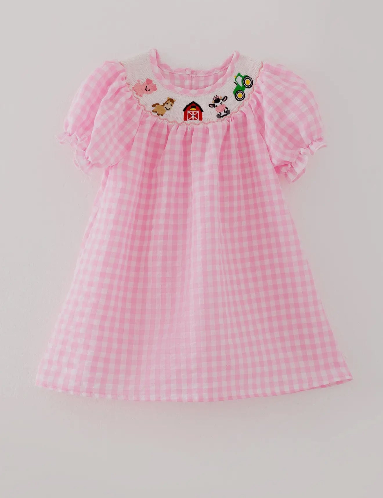 Farm Pink Embroidered Girls Dress
