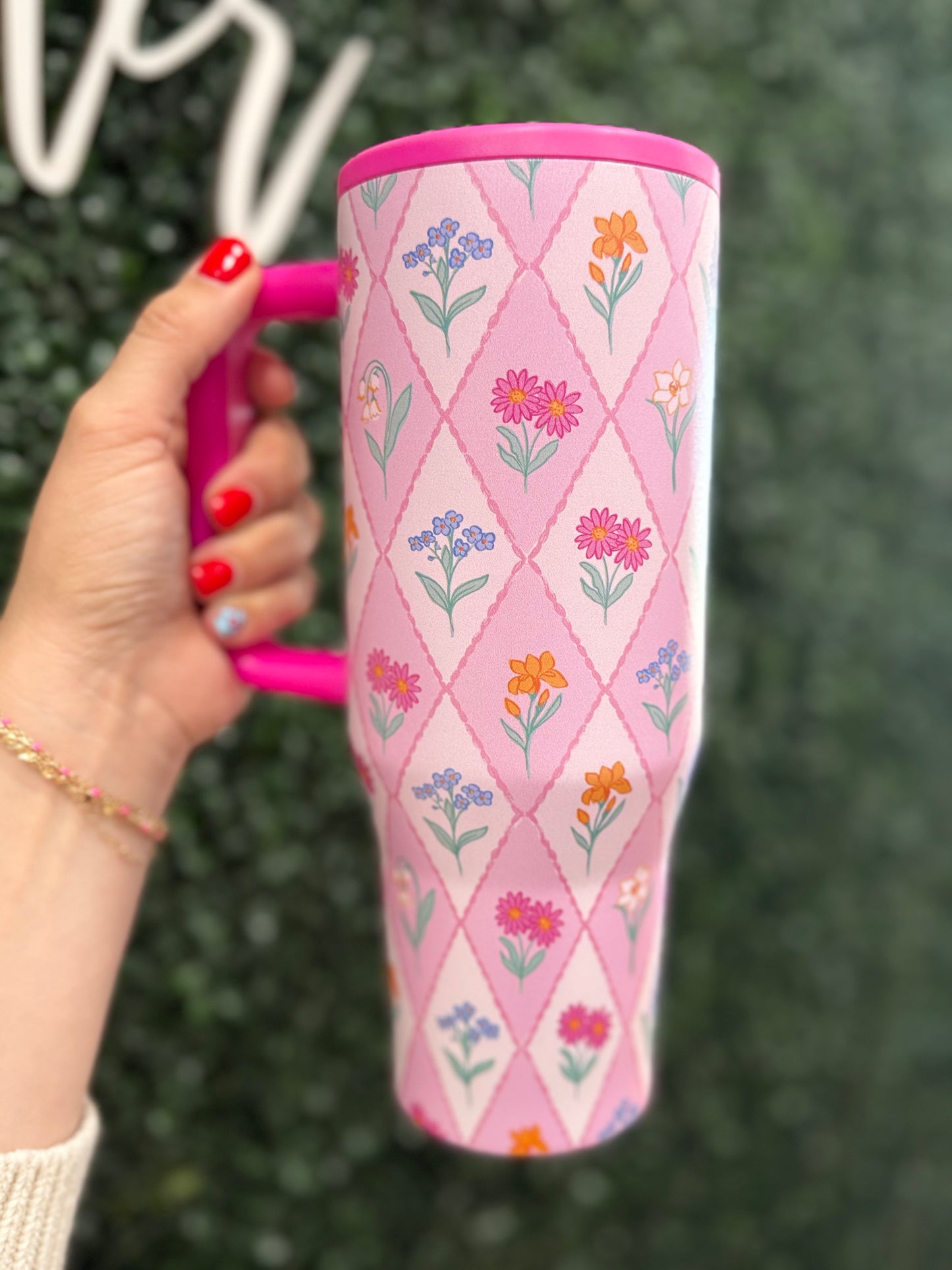 Pink Floral 40 oz Tumbler
