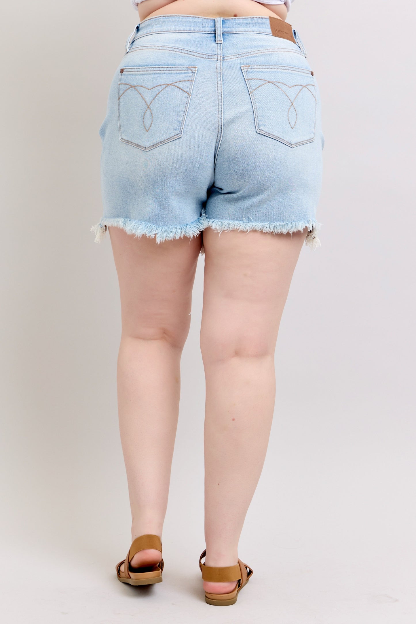 Plus Judy Blue Long Cut Off 2 Button Dad Shorts