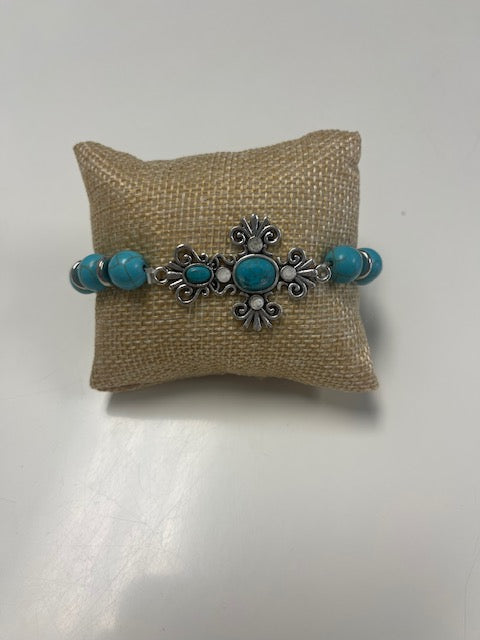 Silver Western Cross Bracelet