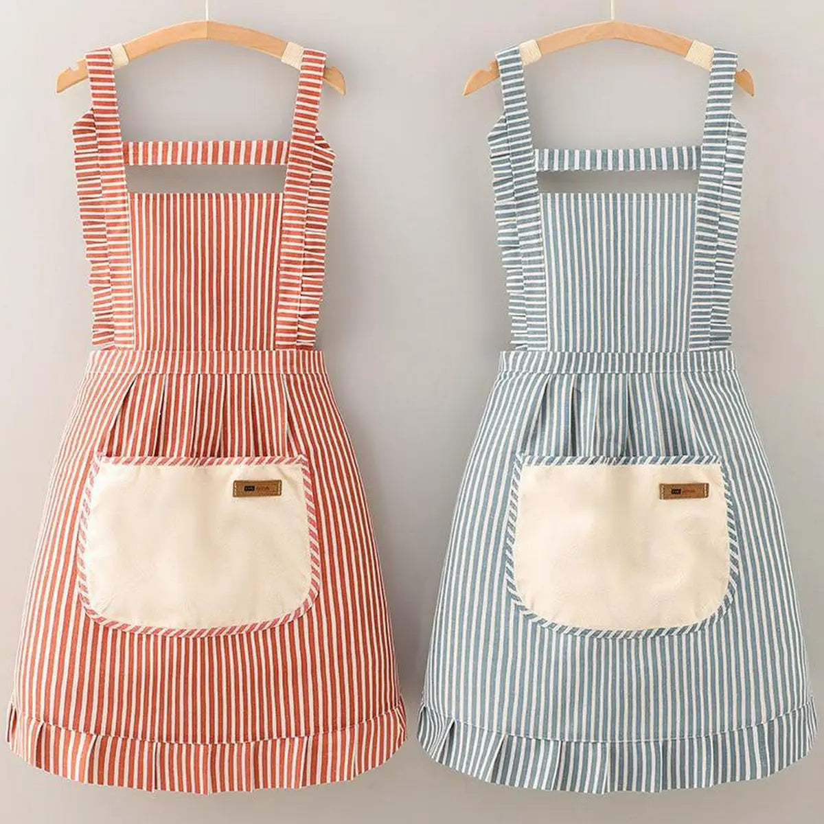 Stripe Cooking Linen Aprons with Pockets (Available in 2 Colors)