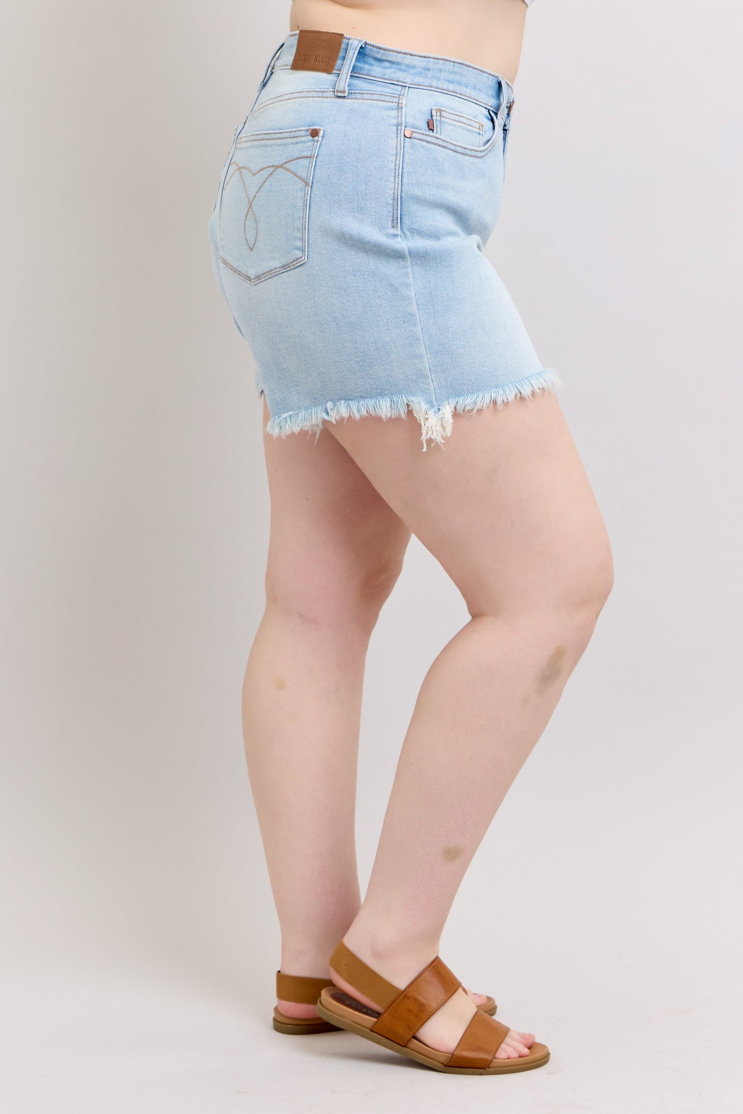Plus Judy Blue Long Cut Off 2 Button Dad Shorts