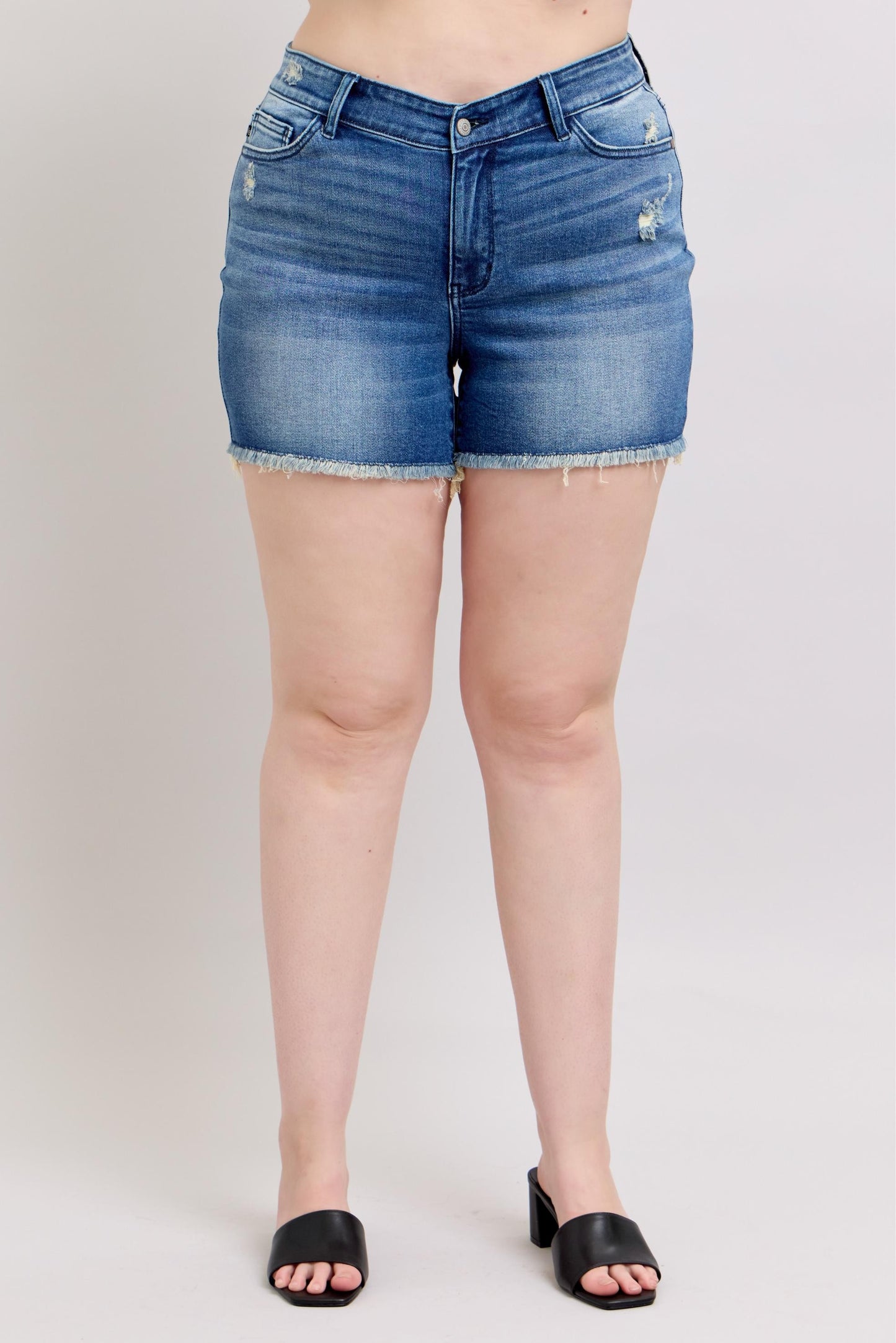 Plus Judy Blue High Waisted V-front Shorts with Shield Pockets