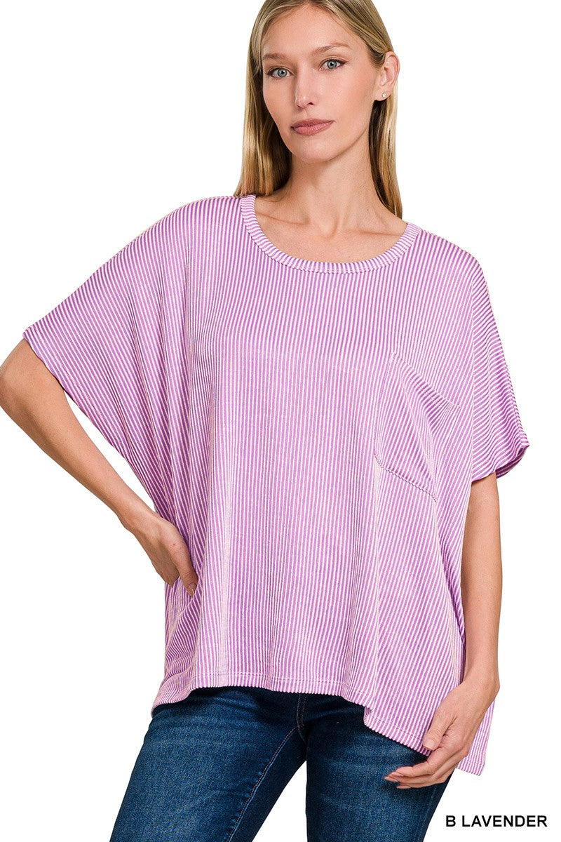 Corded Rib Oversized Short Sleeve Top