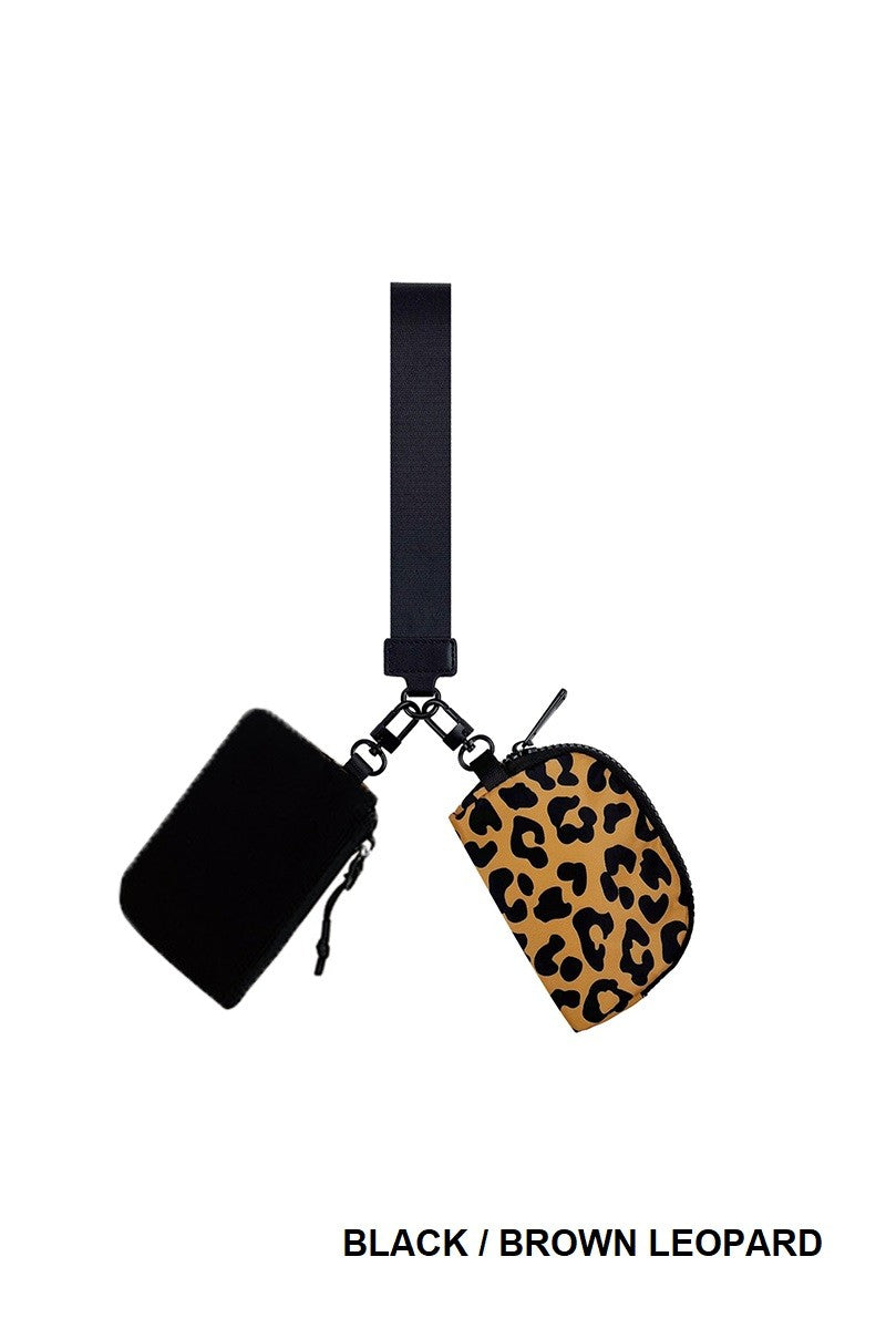Dual Pouch Wristlet Keychain Wallet