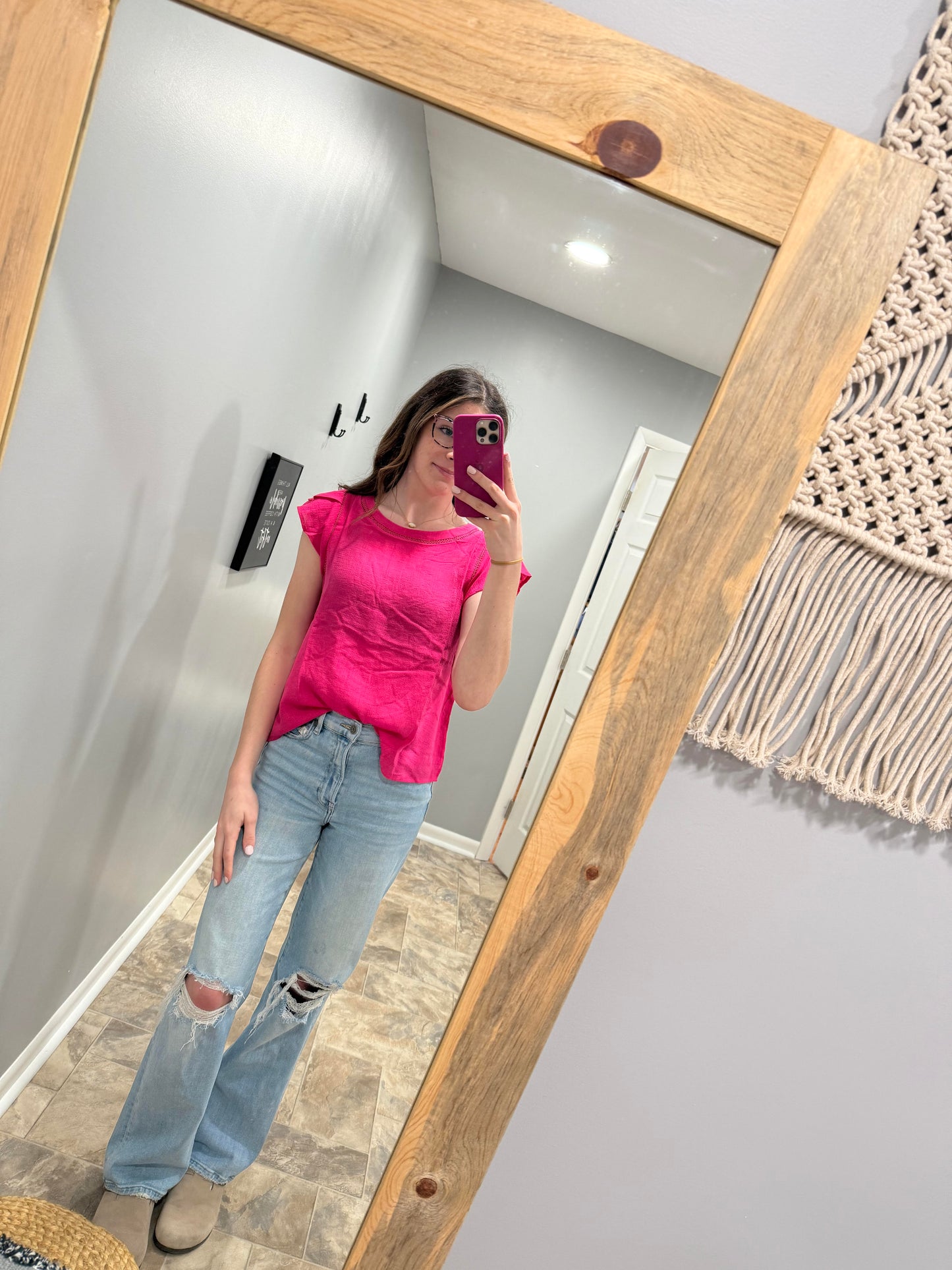 Pink Tulip Sleeve Top