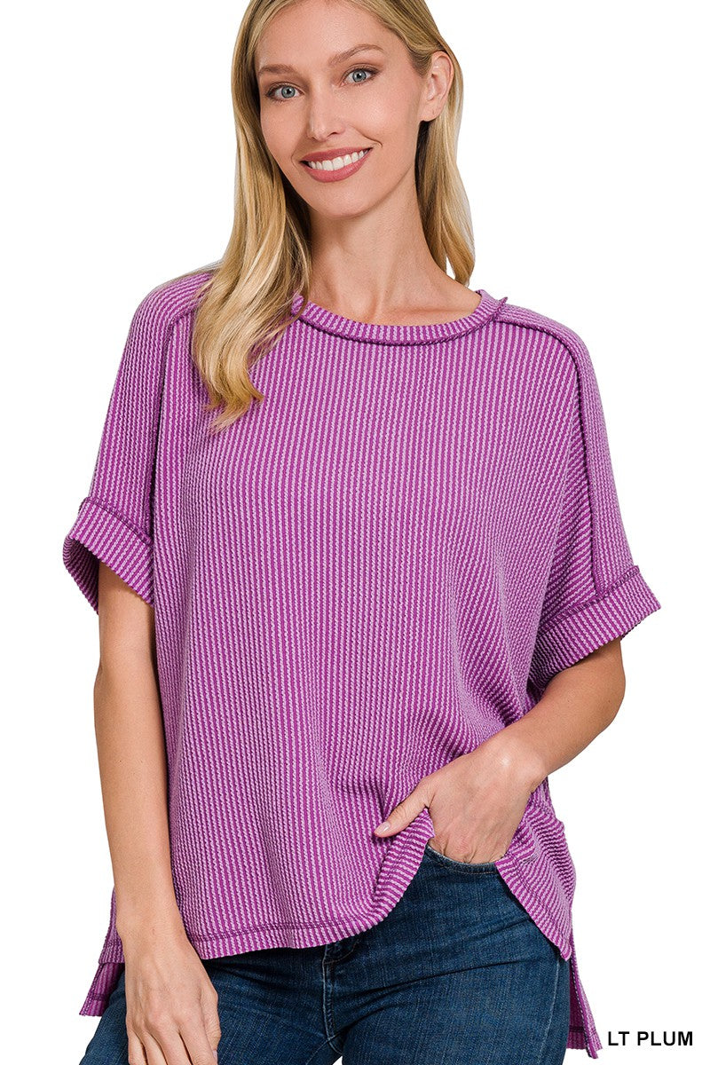 Ribbed Short Sleeve Top