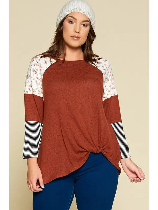 Plus Size Casual Orange Top