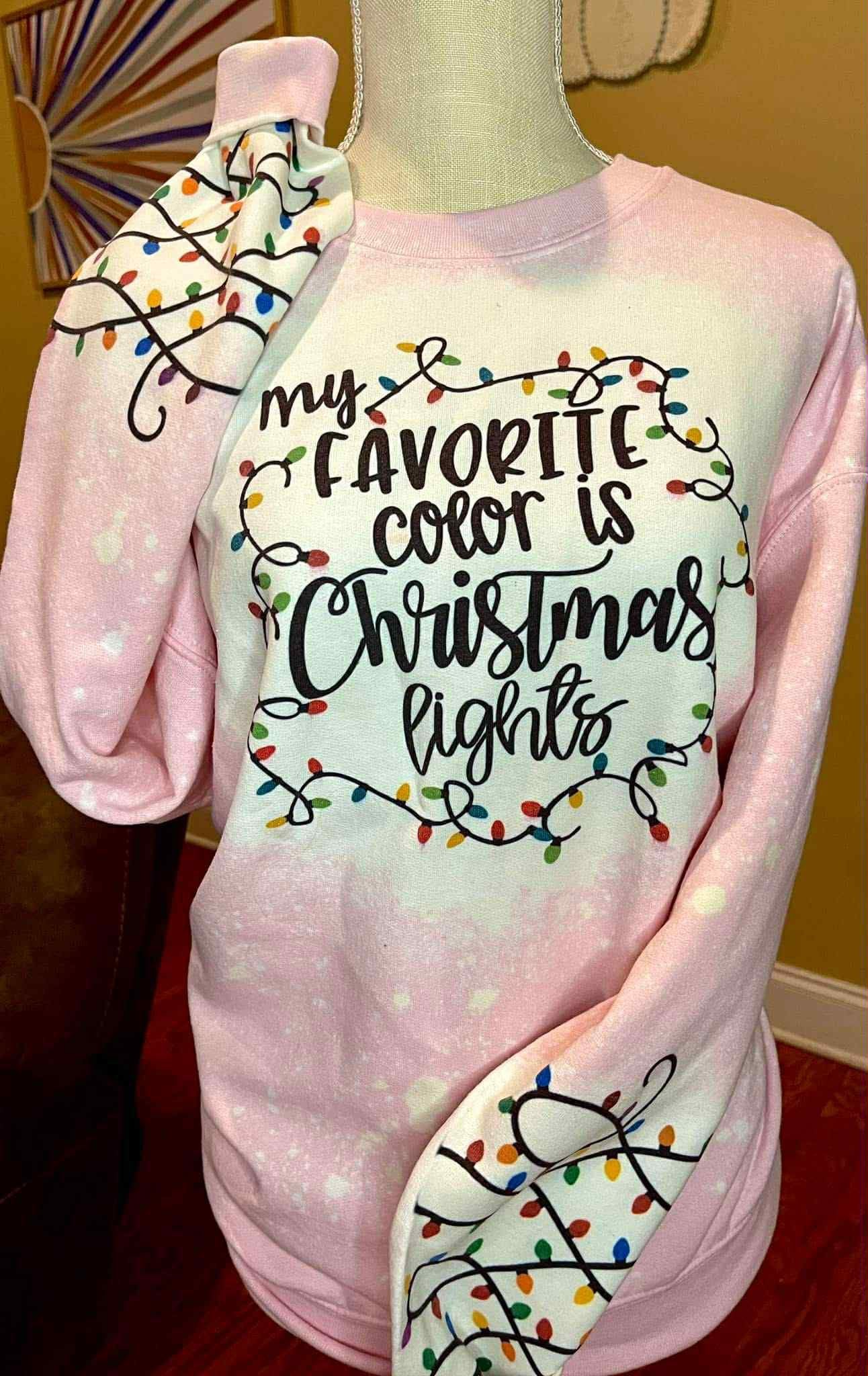 Favorite Color is Christmas Lights Bleached Tee