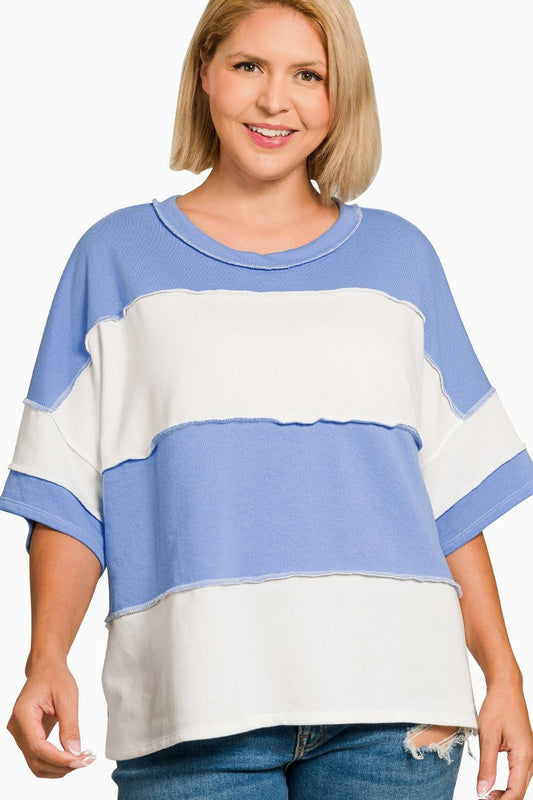 Dreamy Days Color Block Top: Periwinkle