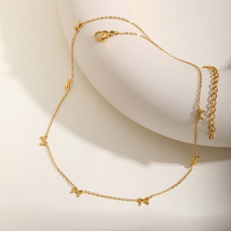Dainty 18K Gold Dipped Bow Chain