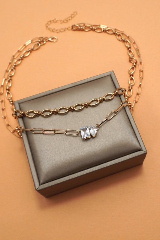 Crystal Layered Necklace Set