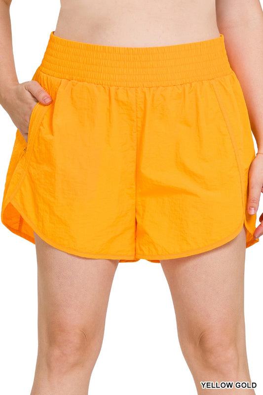 Yellow Windbreaker Running Shorts