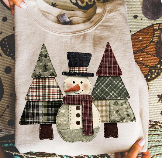 Faux Quilt Snowman