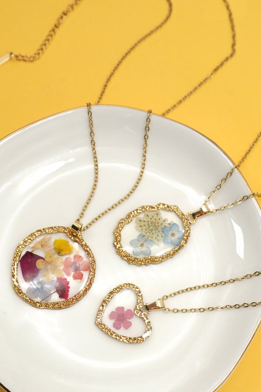 Tarnish Free Pressed Flower Necklace