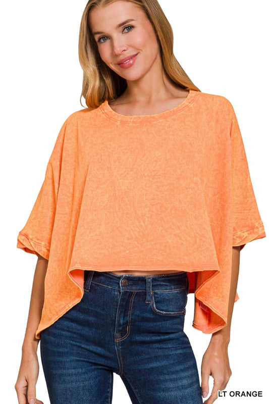 Orange Crinkle Wash Oversized Tee