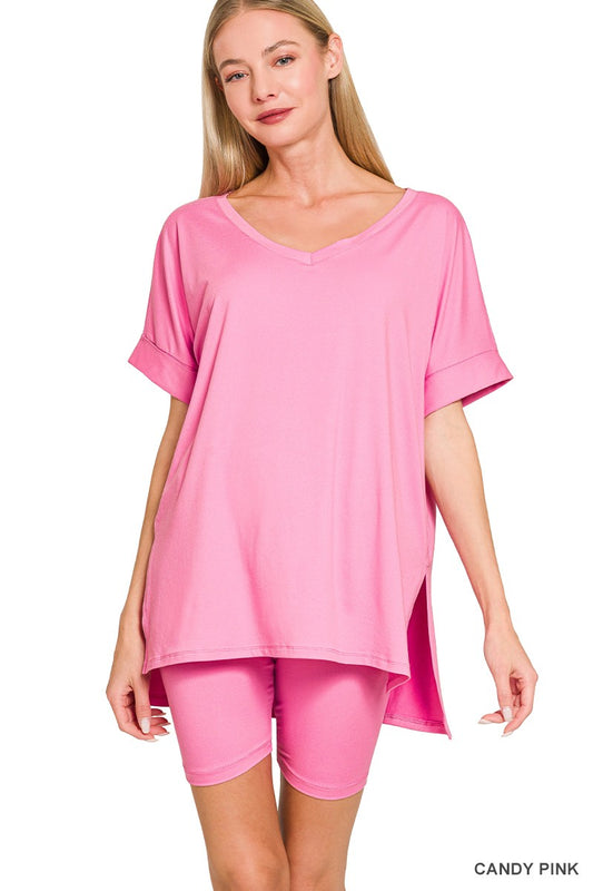 Pink Biker Short Set