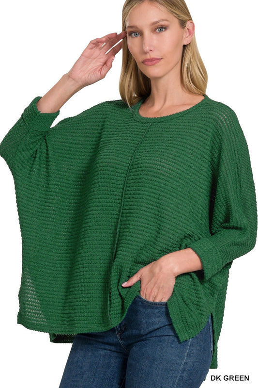 Green Batwing Sleeve Sweater
