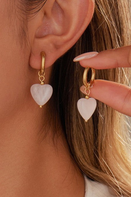 18k Heart Drop Earrings