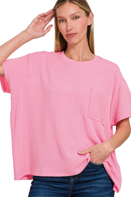 Everyday Essential Ribbed Tee: Pink