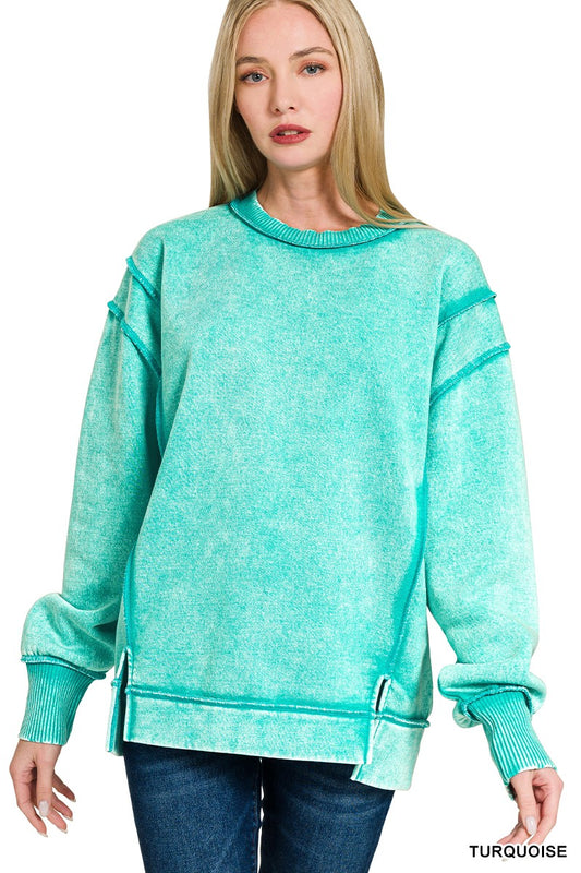 Turquoise Exposed-seam Crewneck