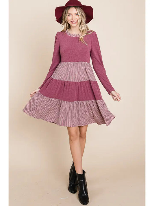 Plus Size Burgandy Knee Dress