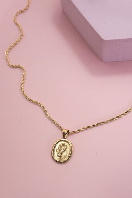 Tarnish Free Rose Charm Necklace