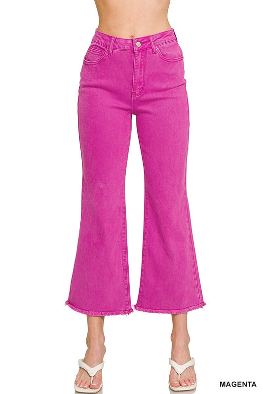 Magenta Acid Washed Bootcut Pants