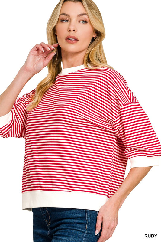 Red Striped Banded Top