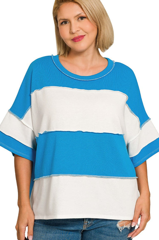 Dreamy Days Color Block Top: Blue